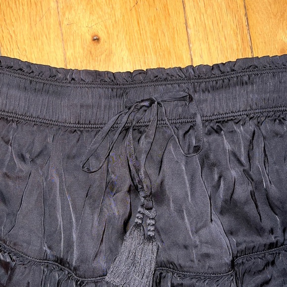 Aerie | Sweet ‘N’ Silky Satin Black Ruffle Skirt Medium - Picture 6 of 7